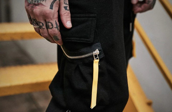 Tech God X2 - Yellow Zipper Tapered Techwear Cargo Pants - Ninjadark