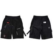 2019 Hot Men Hip Hop Cargo Shorts Harajuku Multi Pockets Mens Jogger Shorts Streetwear Ribbon Tatical Military Cargo Shorts Men