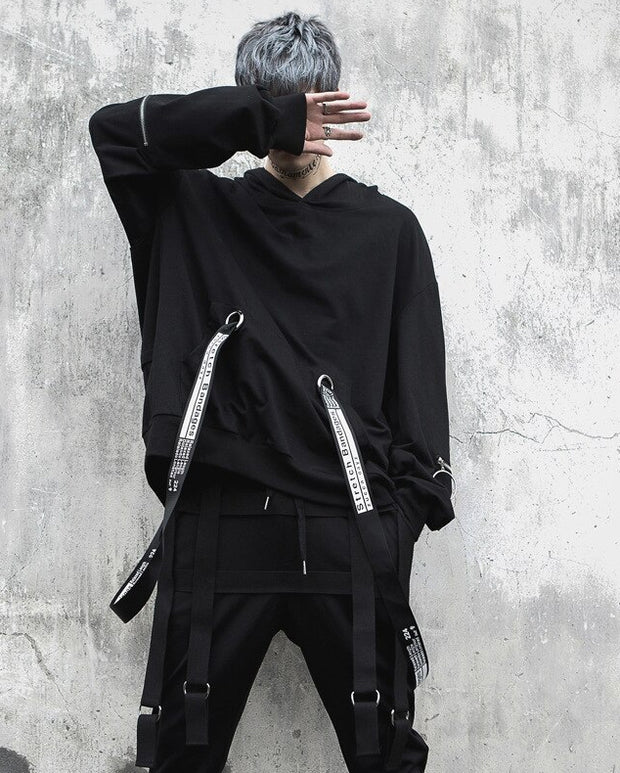Urban Fury III - Dual Strap Black Techwear Jacket - Ninjadark