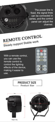 Wireless Remote Control RGBW 12x3W Flat Light (UV option)