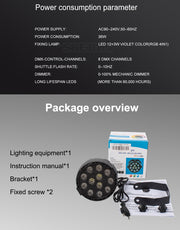 Wireless Remote Control RGBW 12x3W Flat Light (UV option)