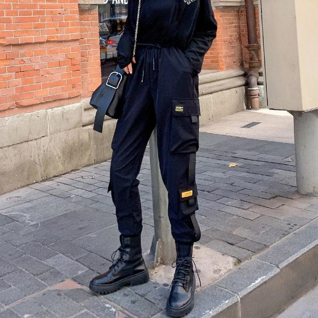 Women Streetwear Elastic Cargo Pants