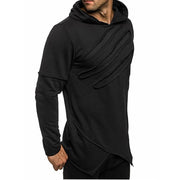 Men's Long Black Streetwear Hoodie Sweatshirt w/zippers