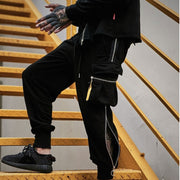 Tech God X2 - Yellow Zipper Tapered Techwear Cargo Pants - Ninjadark