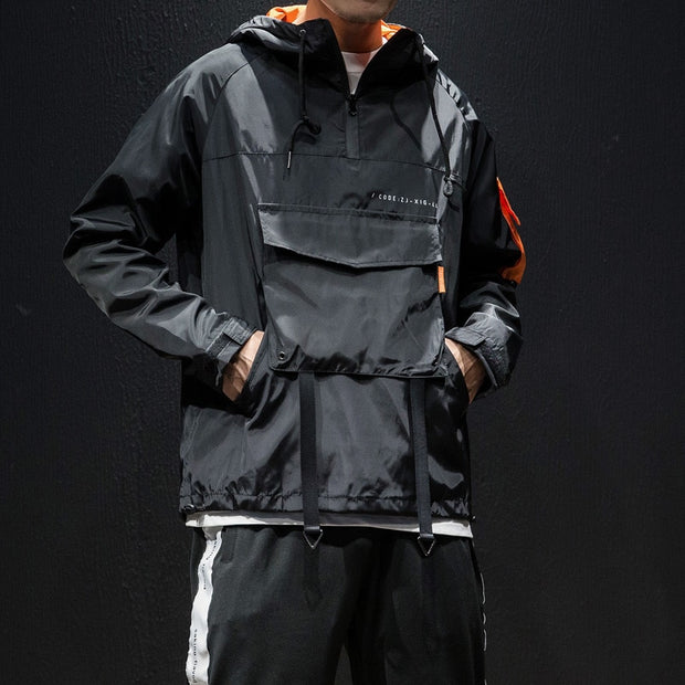 Record Breaker X Ninja II - Orange & Black Techwear Jacket Windbreaker - Ninjadark
